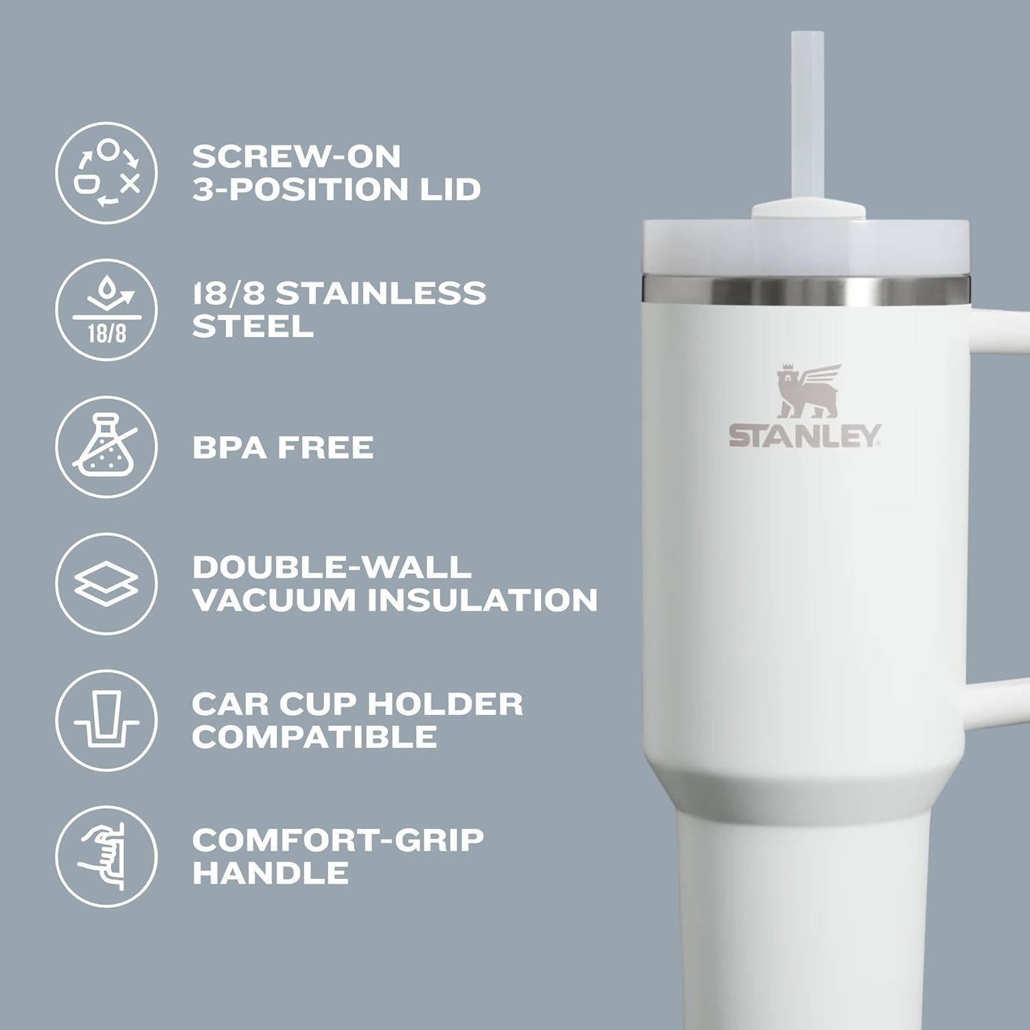 Stanley Quencher H2.0 30oz Tumbler | Insulated Travel Cup with Handle & Straw